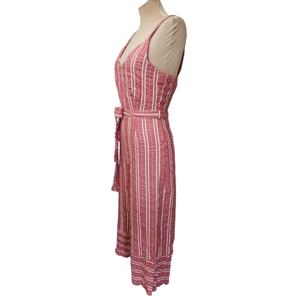 LOST + WANDER x ANTHROPOLOGIE "Robin" Striped Seersucker Wide Jumpsuit - Size M - Picture 7 of 16